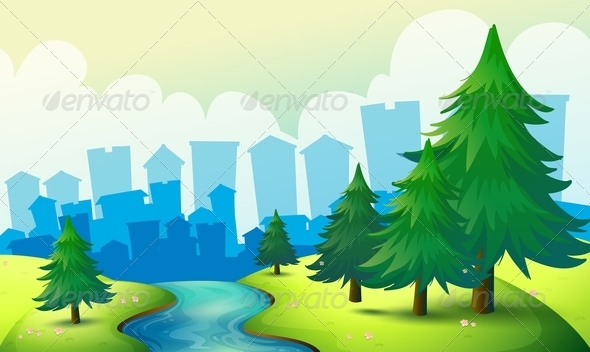 GraphicRiver Flowing River with Trees 8123556 GraphicRiver Flowing River with Trees 8123556