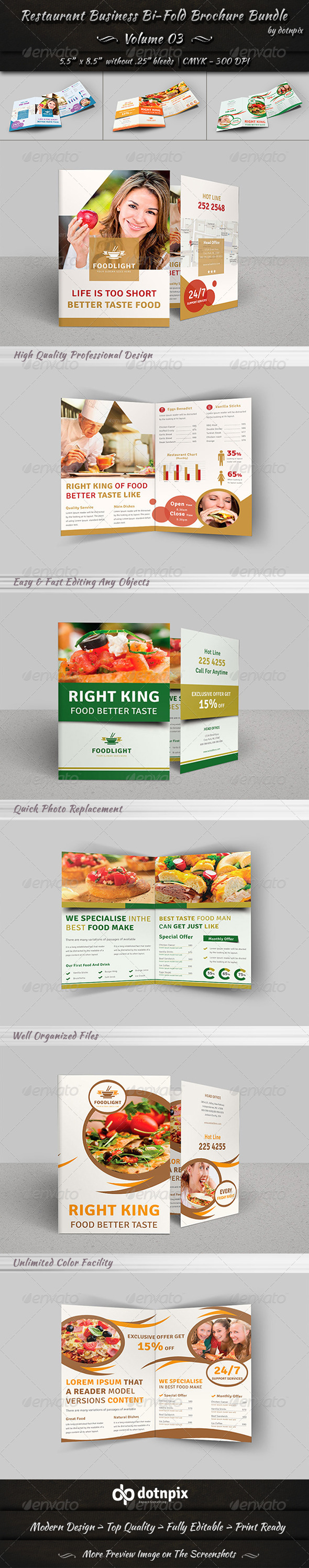 Restaurant Bi-Fold Brochure Bundle Volume 3 Restaurant Bi-Fold Brochure Bundle Volume 3