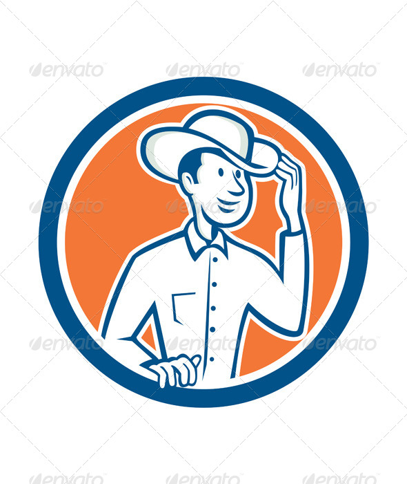 GraphicRiver Cowboy Tipping Hat Circle Cartoon 8124790 GraphicRiver Cowboy Tipping Hat Circle Cartoon 8124790