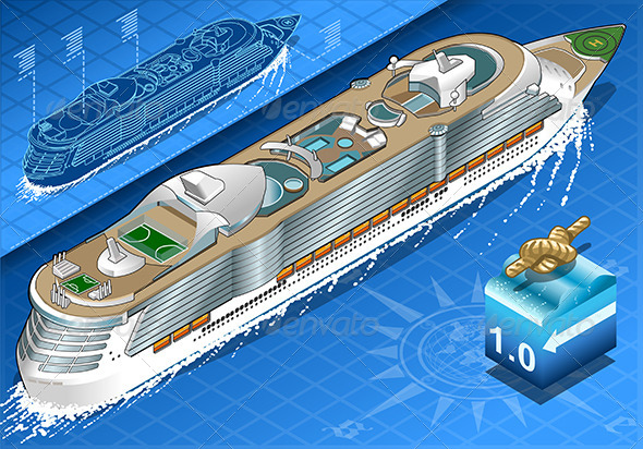 GraphicRiver Isometric Cruise Ship in Navigation in Rear View 8125324 GraphicRiver Isometric Cruise Ship in Navigation in Rear View 8125324