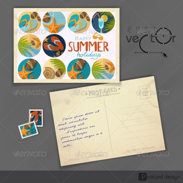 GraphicRiver Old Postcard Design Template 8127116 GraphicRiver Old Postcard Design Template 8127116