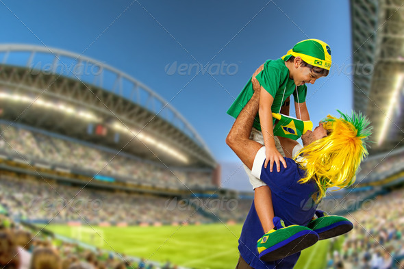 Brazilian fan screaming at stadium