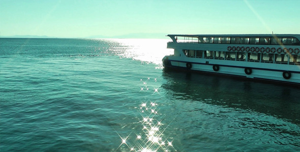 Sunlight Reflection On The Sea Water And Ferryboat Sunlight Reflection On The Sea Water And Ferryboat