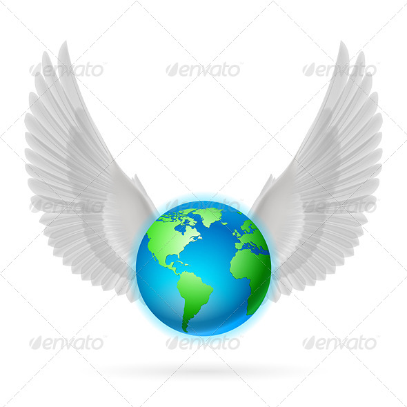 GraphicRiver Globe with White Wings on White 8128245 GraphicRiver Globe with White Wings on White 8128245