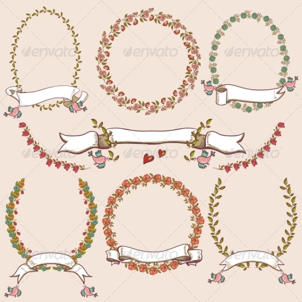 GraphicRiver Floral Laurels Ribbons and Wreaths 8129734 GraphicRiver Floral Laurels Ribbons and Wreaths 8129734