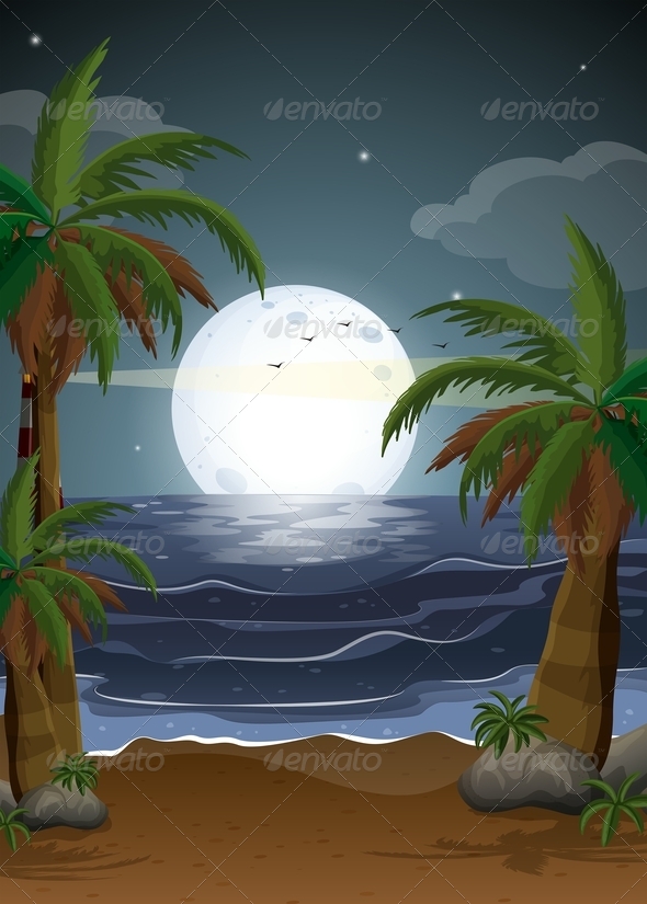 Beach with Palm Trees and a Parola Beach with Palm Trees and a Parola