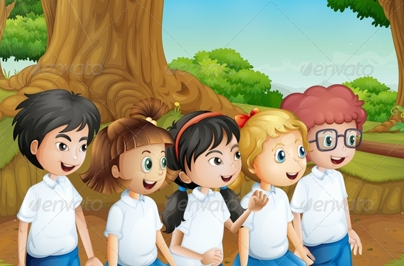 GraphicRiver Group of Students in the Forest 8130859 GraphicRiver Group of Students in the Forest 8130859