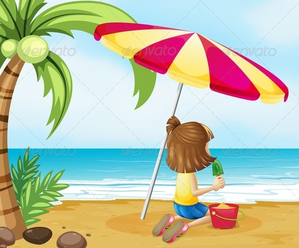 GraphicRiver Young Girl Playing with a Sand Castle at the Beach 8130925 GraphicRiver Young Girl Playing with a Sand Castle at the Beach 8130925