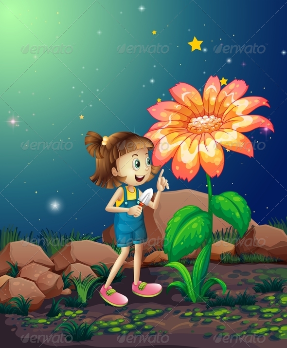 GraphicRiver Girl Looking at Giant Plant 8131181 GraphicRiver Girl Looking at Giant Plant 8131181