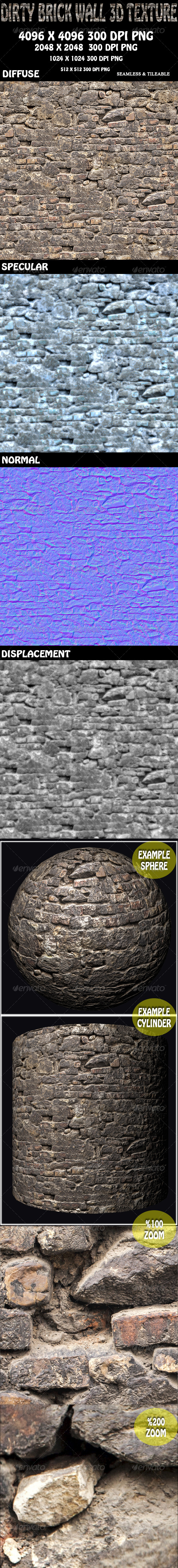 Dirty Brick Wall Texture - 3DOcean Item for Sale