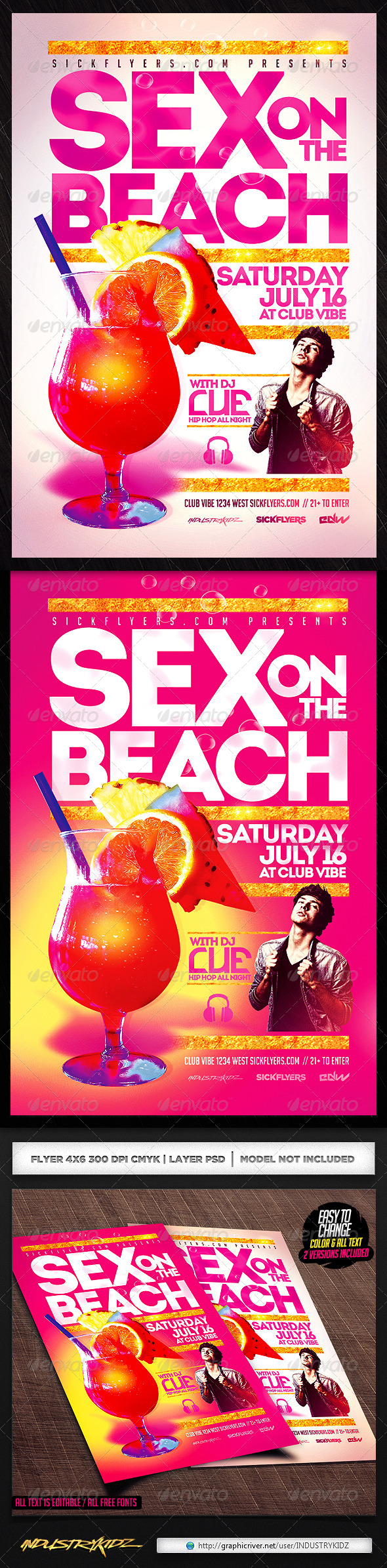 Sex On The Beach Flyer Template PSD - Clubs & Parties Events