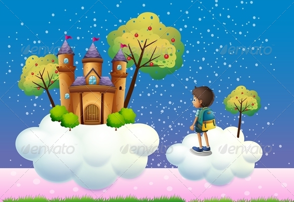 GraphicRiver Boy before Castle in Clouds 8132334 GraphicRiver Boy before Castle in Clouds 8132334