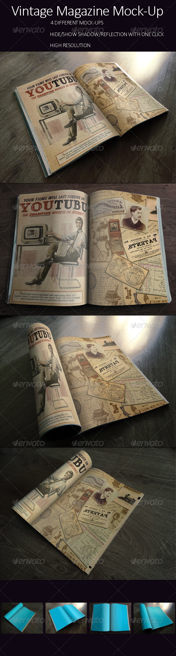 GraphicRiver Photorealistic Vintage Brochure Magazine Mock-up 8122514 GraphicRiver Photorealistic Vintage Brochure Magazine Mock-up 8122514