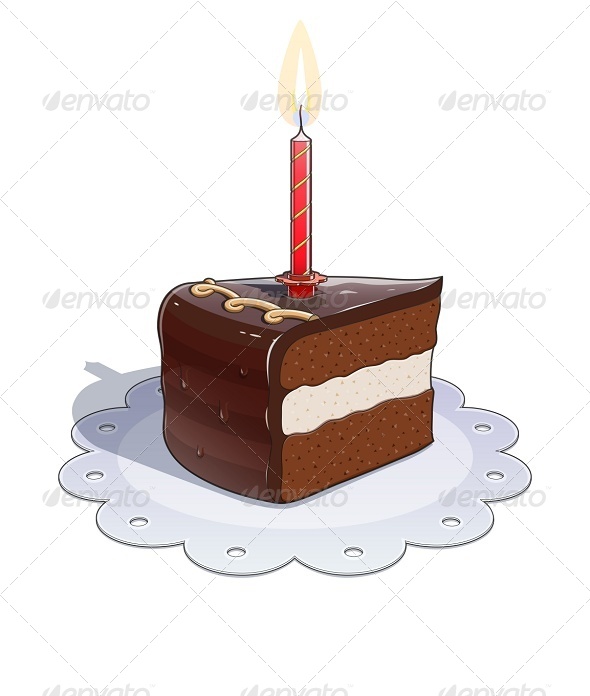 GraphicRiver Piece of Chocolate Cake with Candle 8136358 GraphicRiver Piece of Chocolate Cake with Candle 8136358