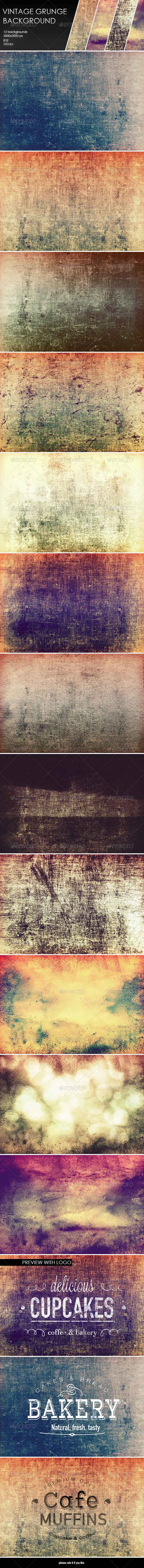 12 Vintage Grunge Backgrounds 12 Vintage Grunge Backgrounds