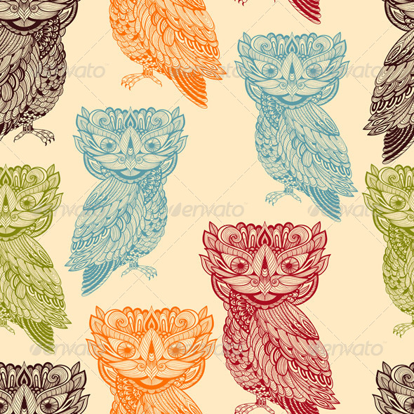 GraphicRiver Vector Seamless Pattern with Bright Owls 8140934 GraphicRiver Vector Seamless Pattern with Bright Owls 8140934