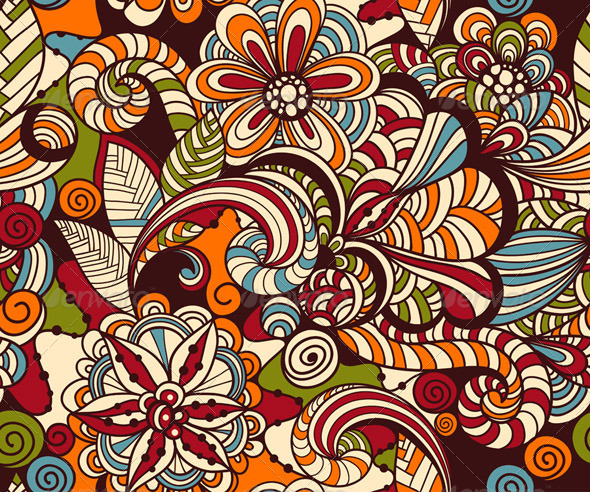 Vector Seamless Doodle Floral Pattern Vector Seamless Doodle Floral Pattern