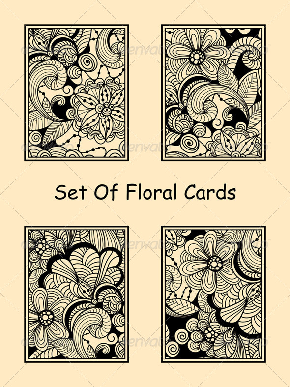 GraphicRiver Vector Seamless Doodle Floral Cards 8140959 GraphicRiver Vector Seamless Doodle Floral Cards 8140959