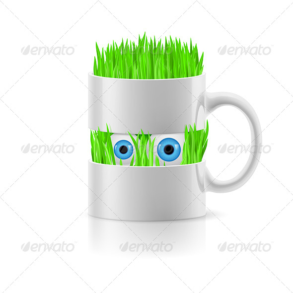 GraphicRiver Cartoon Mug with Grass 8143642 GraphicRiver Cartoon Mug with Grass 8143642