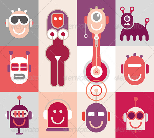 GraphicRiver Robot Heads 8144418 GraphicRiver Robot Heads 8144418
