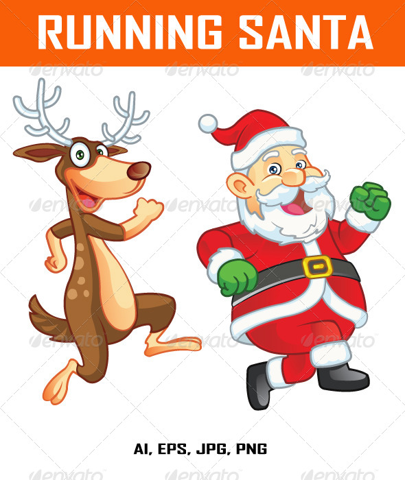 Running Santa and Reindeer Running Santa and Reindeer