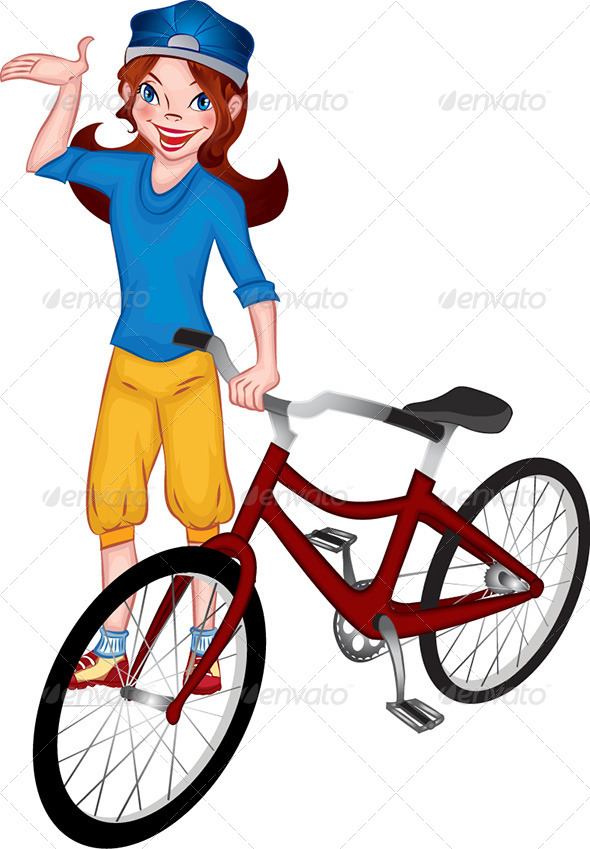 GraphicRiver Girl with Bicycle 8147683 GraphicRiver Girl with Bicycle 8147683