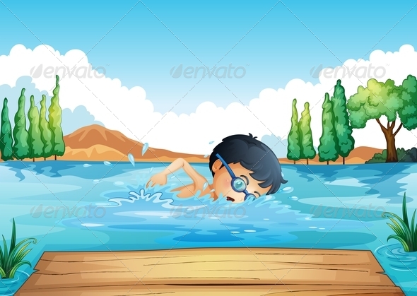 GraphicRiver Boy Swimming in the Lake 8151074 GraphicRiver Boy Swimming in the Lake 8151074