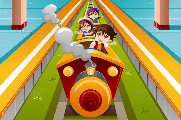 GraphicRiver Kids riding a Train 8152069 GraphicRiver Kids riding a Train 8152069
