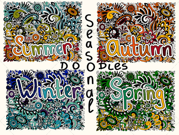 GraphicRiver Vector Seasonal Doodles 8154455 GraphicRiver Vector Seasonal Doodles 8154455