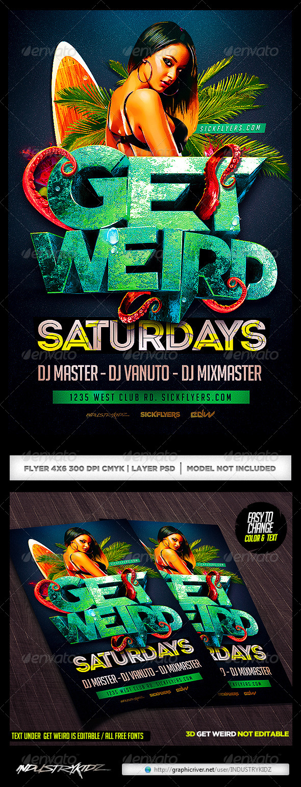 Get Weird Flyer Template PSD - Clubs & Parties Events