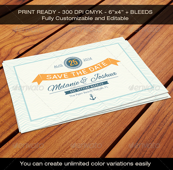 Wedding Save the Date Card Beach Themed 04 Wedding Save the Date Card Beach Themed 04