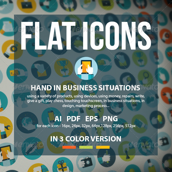 Set of Flat Design Hands Icons Set of Flat Design Hands Icons