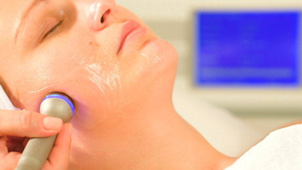 Woman Taking Lifting Treatment At Beauty Spa Woman Taking Lifting Treatment At Beauty Spa