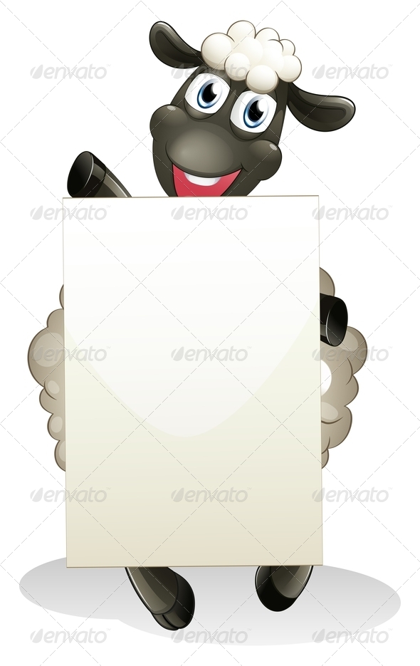 GraphicRiver A Smiling Sheep Holding an Empty Cardboard 8161924 GraphicRiver A Smiling Sheep Holding an Empty Cardboard 8161924