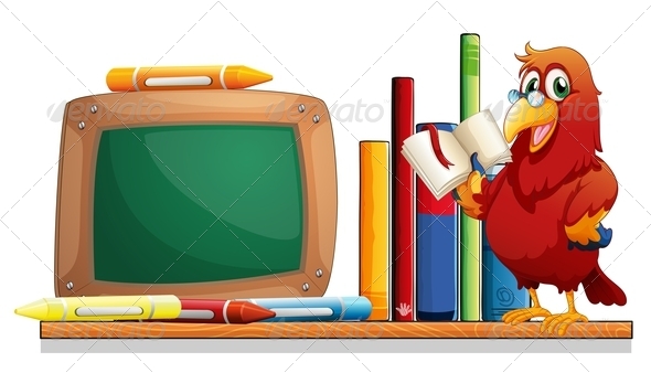 GraphicRiver Bookshelf with Parrot 8161927 GraphicRiver Bookshelf with Parrot 8161927