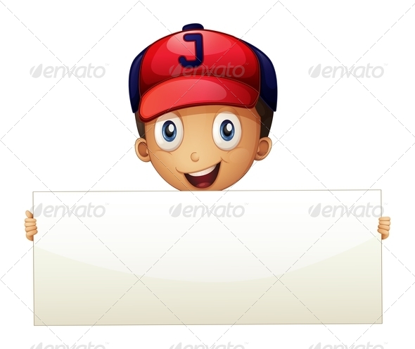 GraphicRiver A Happy Young Boy Holding an Empty Signboard 8161983 GraphicRiver A Happy Young Boy Holding an Empty Signboard 8161983