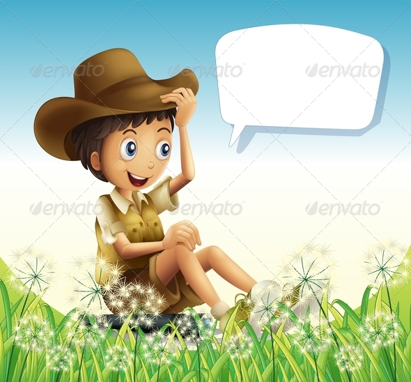 GraphicRiver A Boy Wearing a Hat Sitting with an Empty Callout 8163201 GraphicRiver A Boy Wearing a Hat Sitting with an Empty Callout 8163201