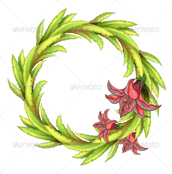 GraphicRiver Round Leafy Border with Big Flowers 8163414 GraphicRiver Round Leafy Border with Big Flowers 8163414