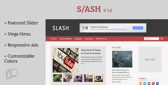 ThemeForest Slash Tech Magazine Blogger Template 8109373