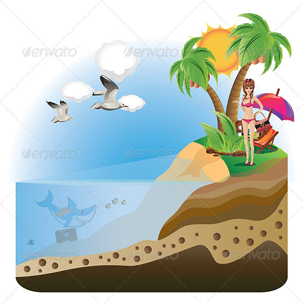 GraphicRiver Happy Girl on Island 8164015 GraphicRiver Happy Girl on Island 8164015