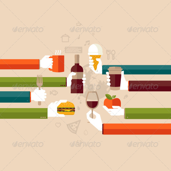 Flat Design Illustration Concept for Restaurants Flat Design Illustration Concept for Restaurants