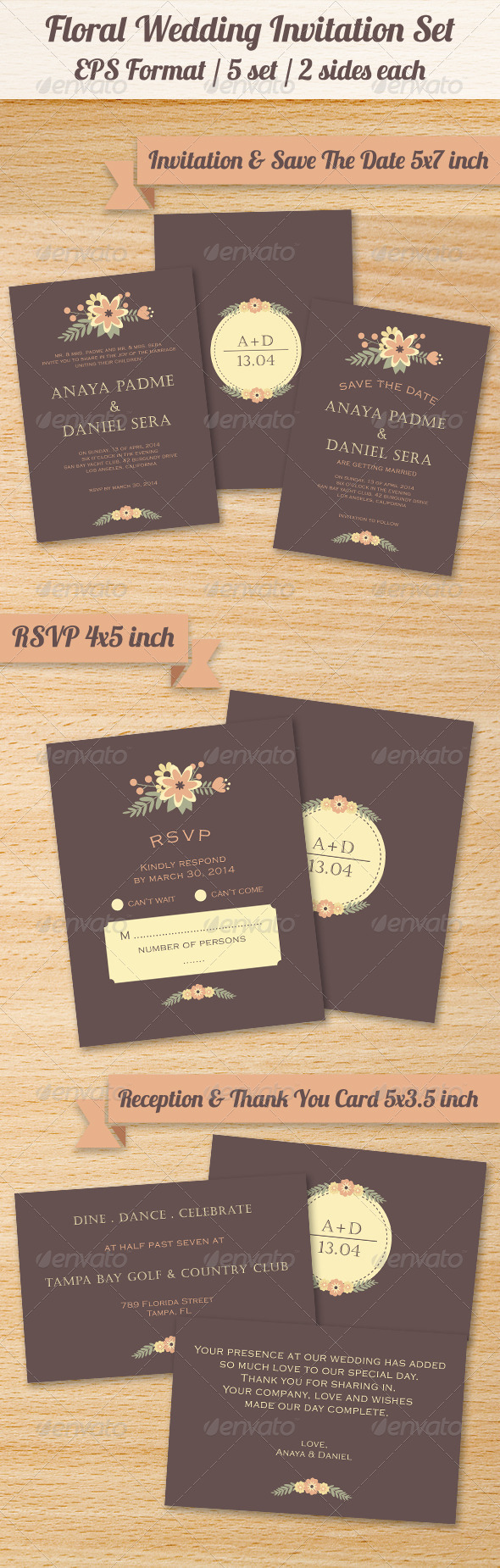 Floral Wedding Invitation Set