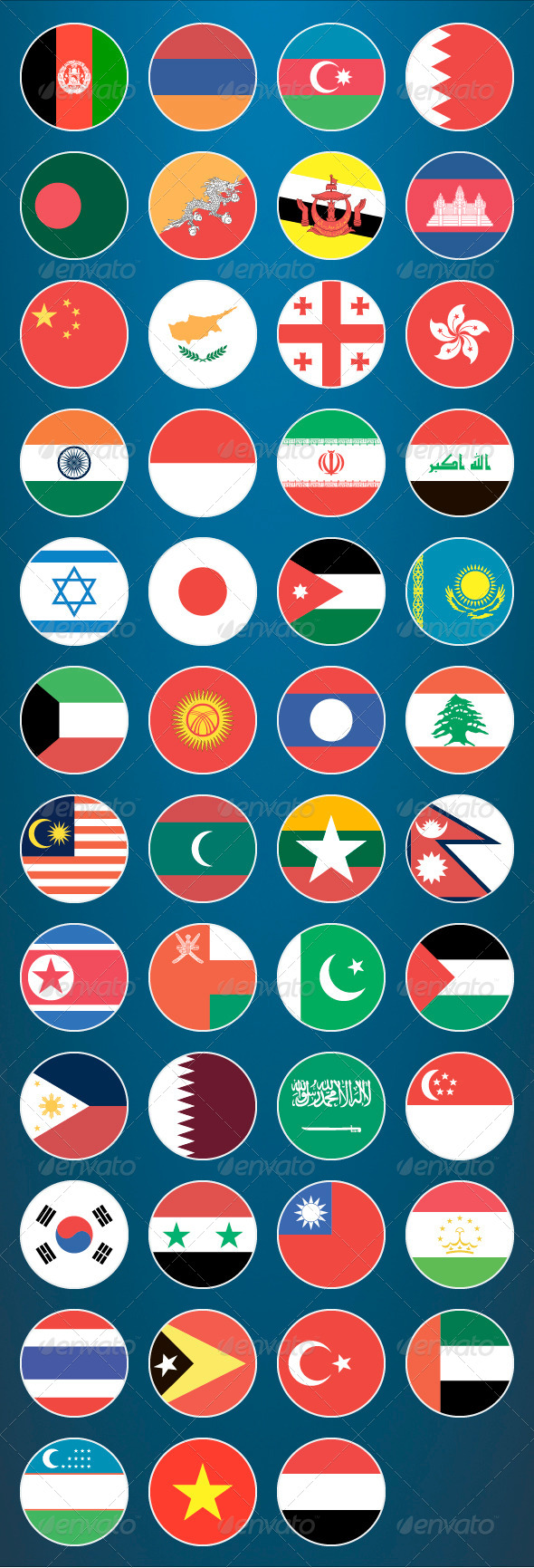 Flat Flag Icons Asian Countries Flat Flag Icons Asian Countries