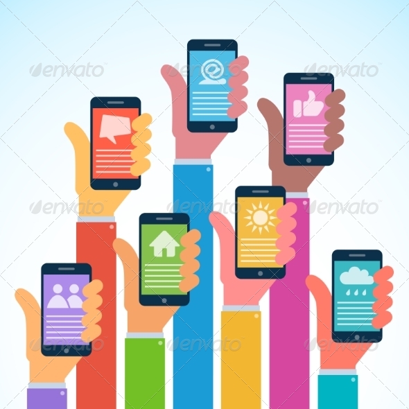 GraphicRiver Hands with Modern Smartphones Flat Design 8166859 GraphicRiver Hands with Modern Smartphones Flat Design 8166859