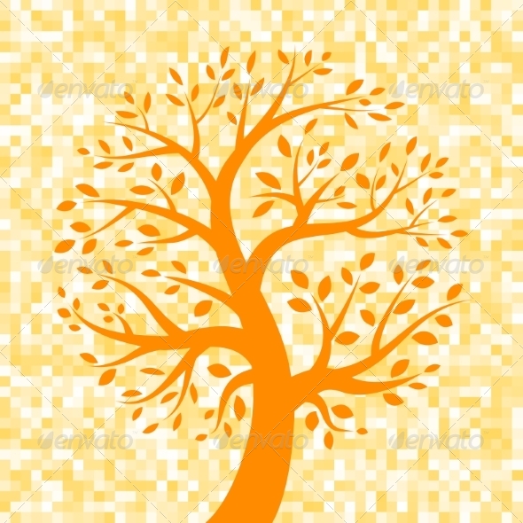 GraphicRiver Orange Tree Icon on Pixel Background 8166916 GraphicRiver Orange Tree Icon on Pixel Background 8166916