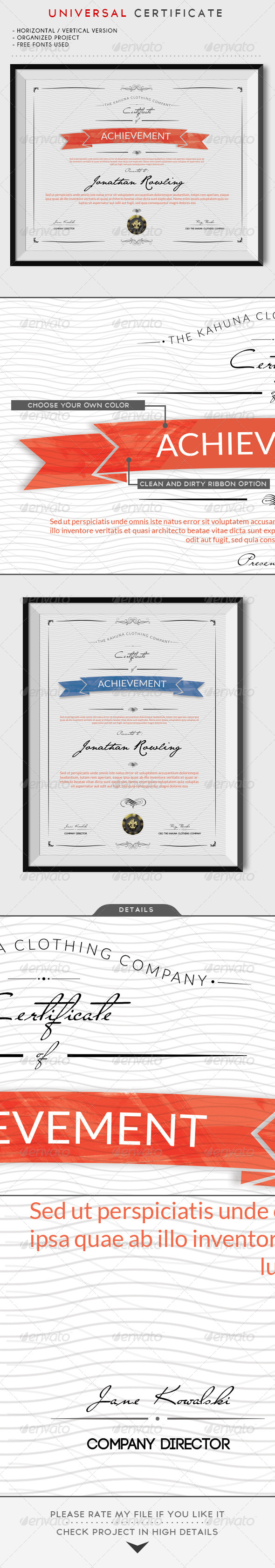 Universal Certificate Universal Certificate