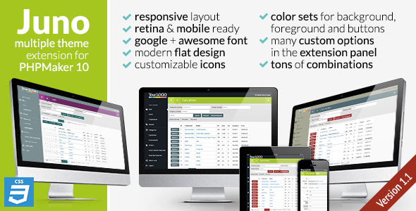 Juno, CSS3 extension theme for PHPMaker10