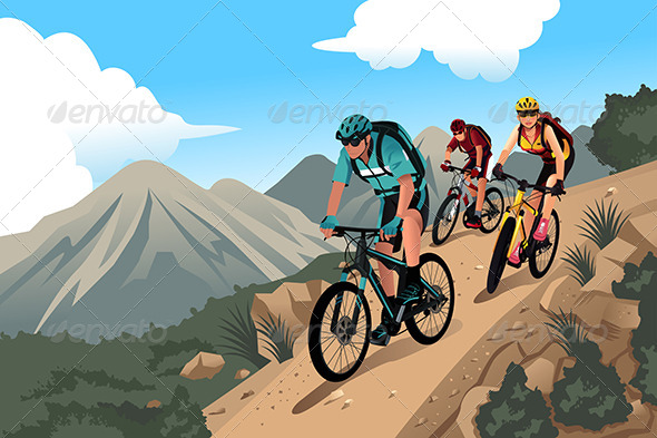 GraphicRiver Mountain Bikers on the Mountain 8170689 GraphicRiver Mountain Bikers on the Mountain 8170689
