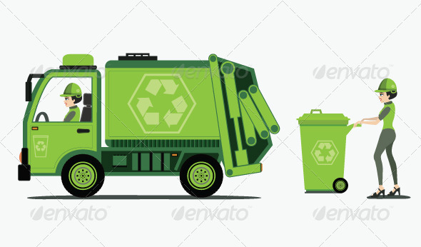 GraphicRiver Garbage Truck Picking up Trash 8170849 GraphicRiver Garbage Truck Picking up Trash 8170849