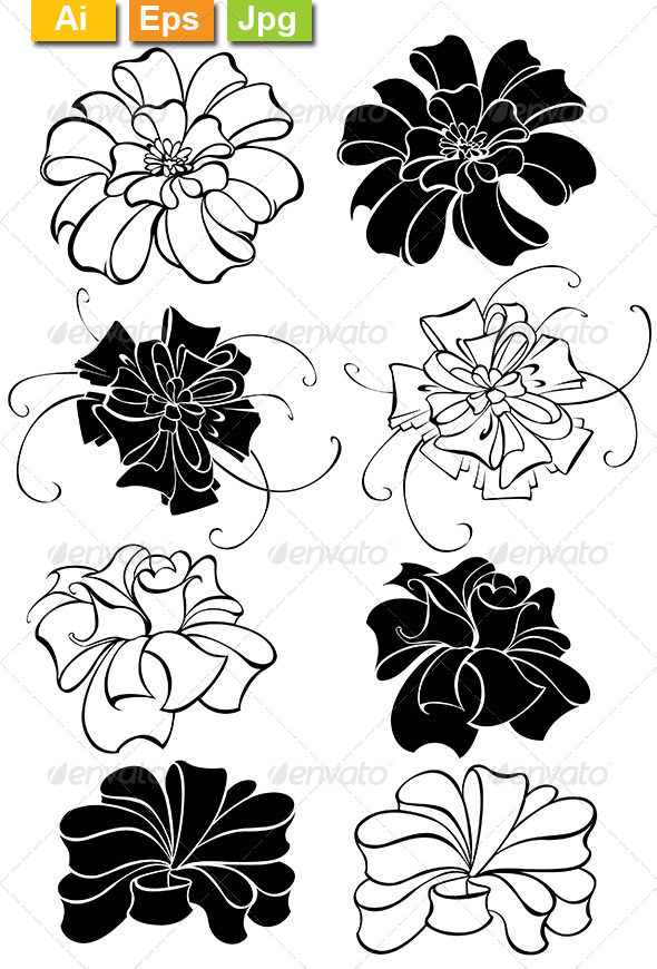 GraphicRiver Stylized Luxury Bows 8170944 GraphicRiver Stylized Luxury Bows 8170944